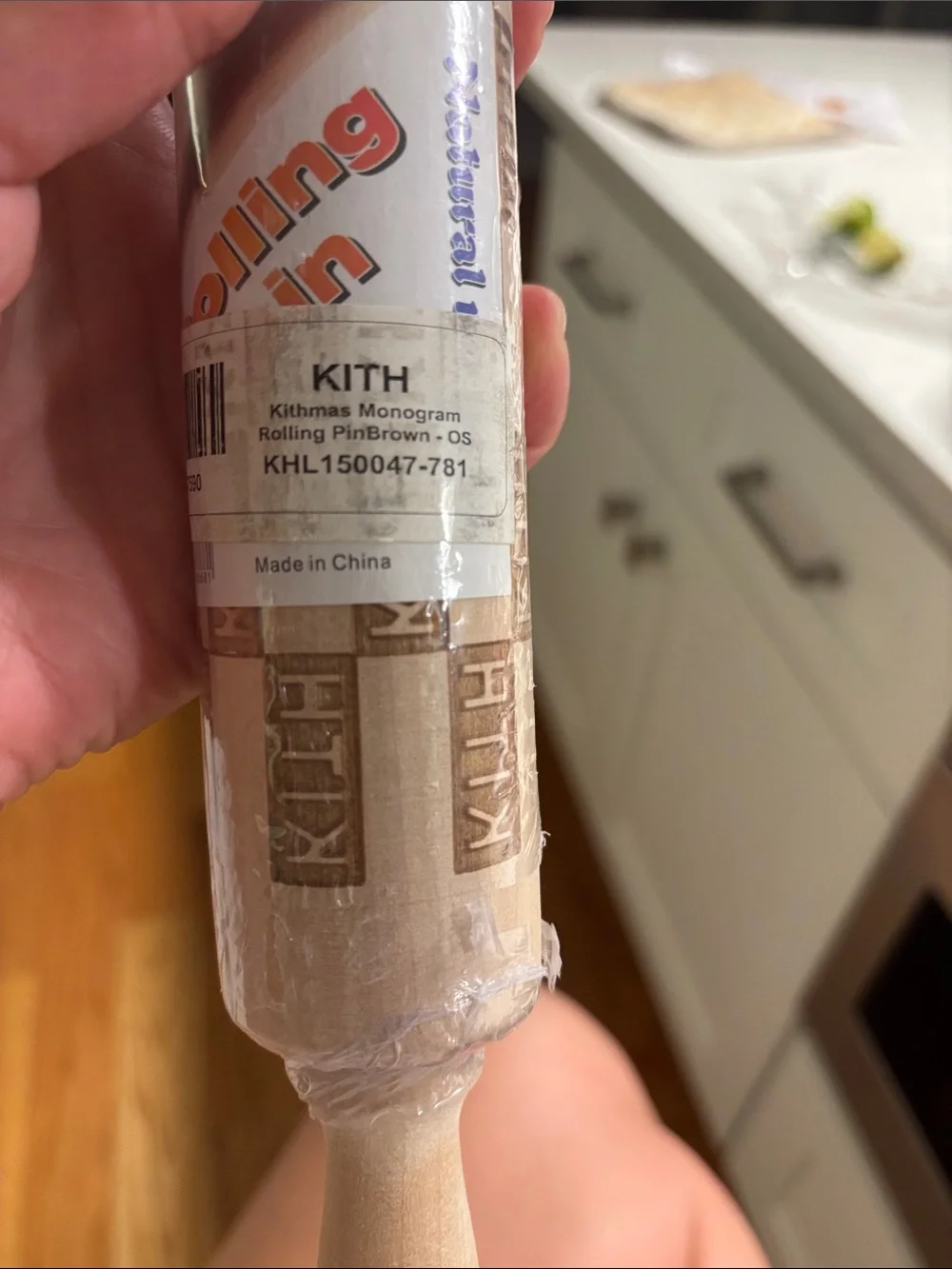 Kith Wooden Embossed Rolling Pin in Natural Wood Tone kithmas